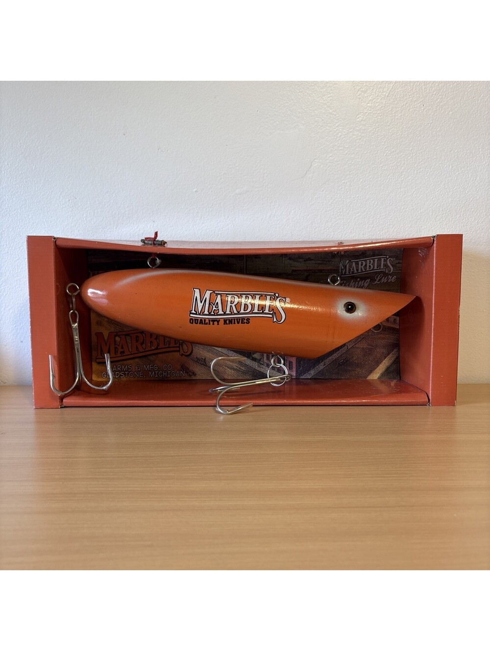 Vintage NOS Marbles Knives Large Fishing Lure Man Cave Boathouse Bar Decor